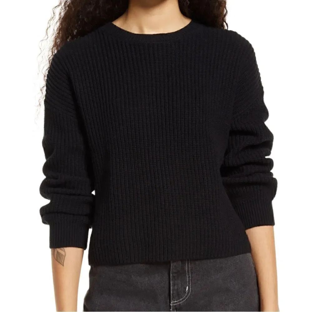 BP Nordstrom Rack Crop Top Sweater Black 1X NWT